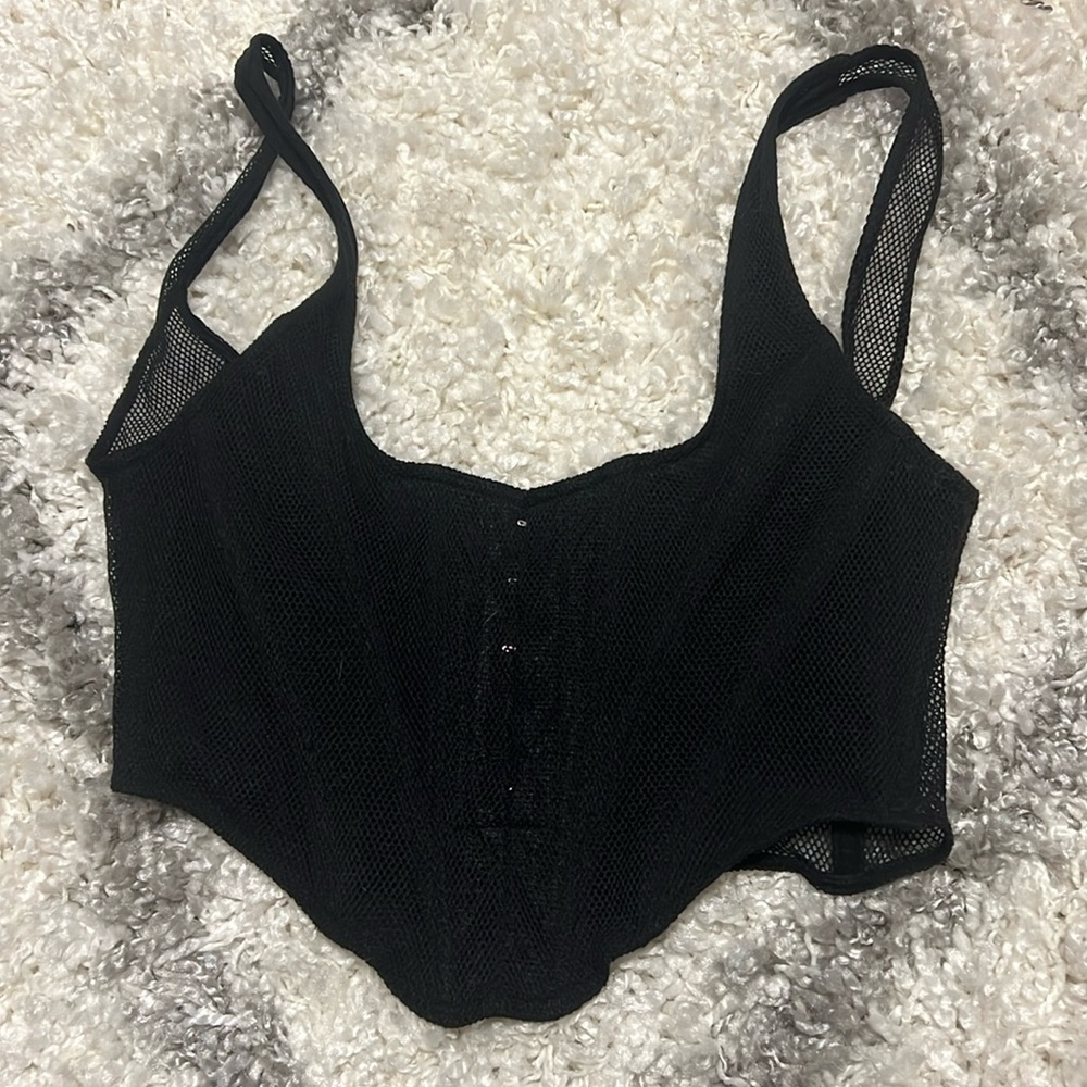 White fox black corset top